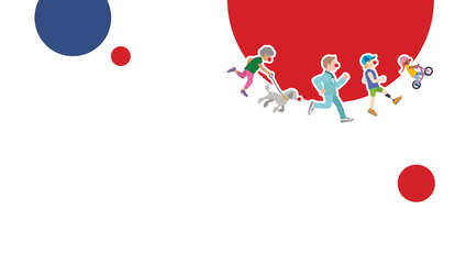 Fünf ROTE NASEN LAUF Icons auf einem roten Kreis.