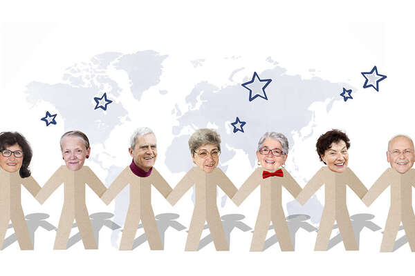 Menschenkette der Freiwilligen Menschenkette der ehrenamtlichen Helfer der ROTE NASEN