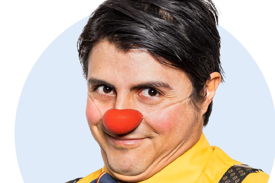 Profilbild des ROTE NASEN-Clowns Hugo.