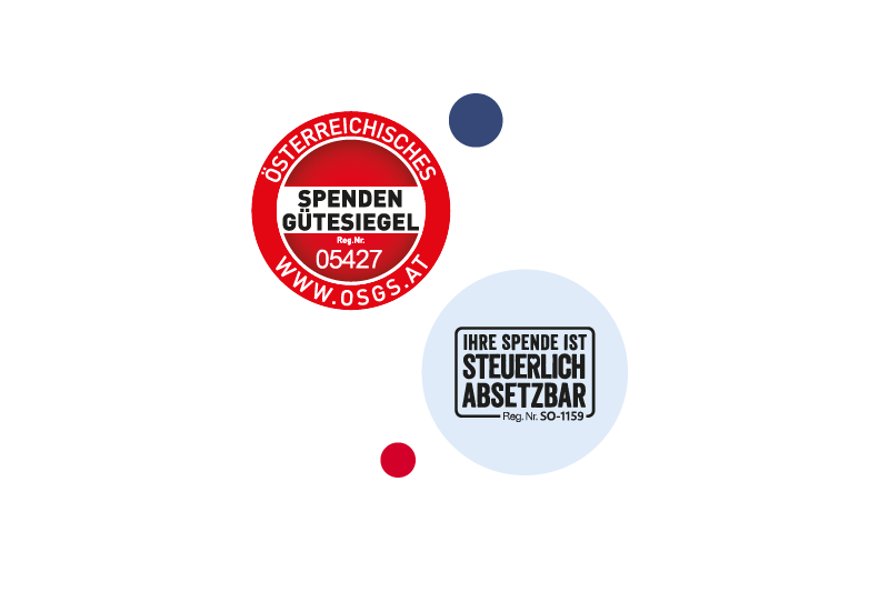Spendengütesiegel und Siegel für steuerliche Absetzbarkeit.