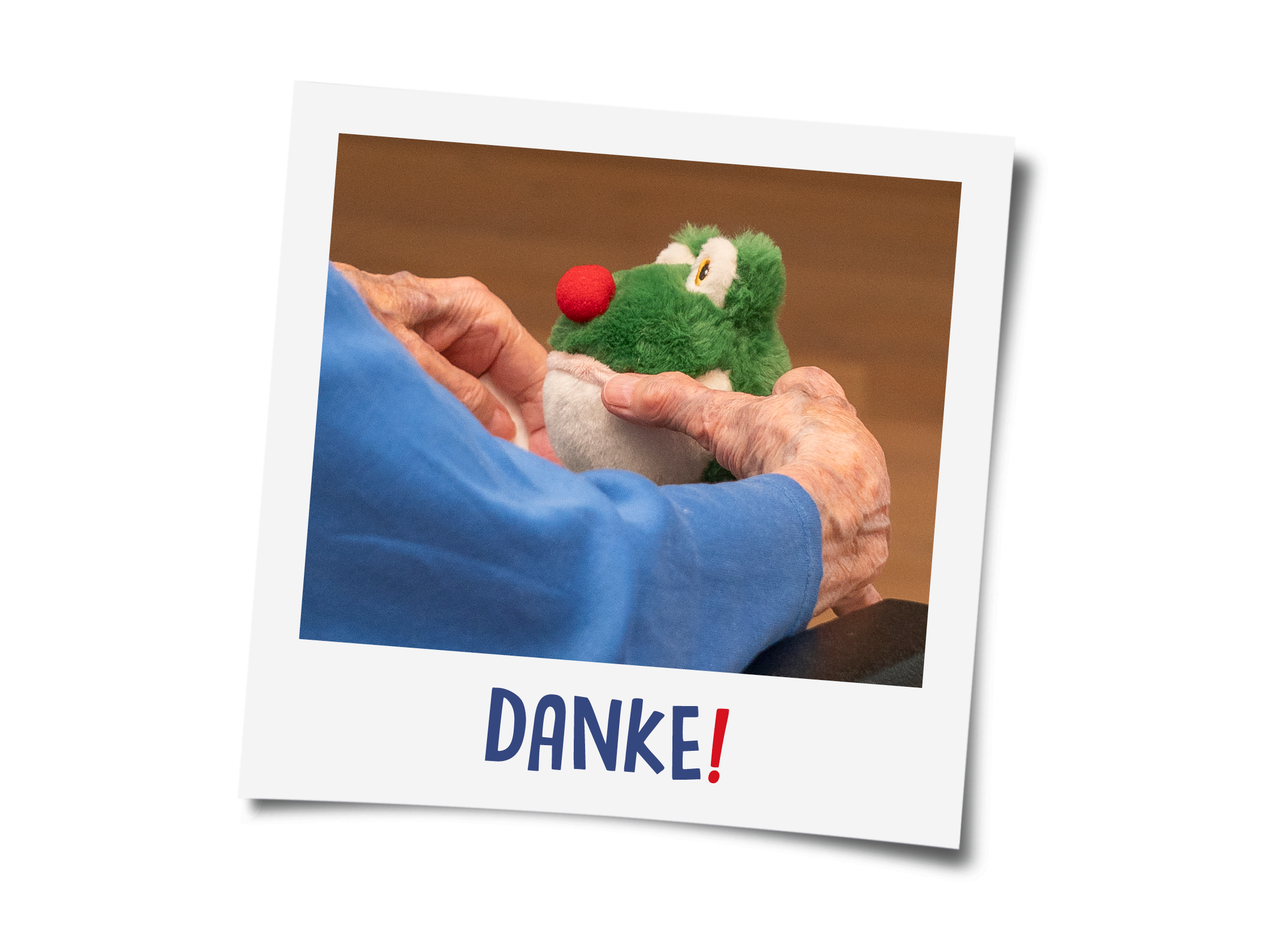 Der Froschkönig als Plüschtier sagt "Danke"